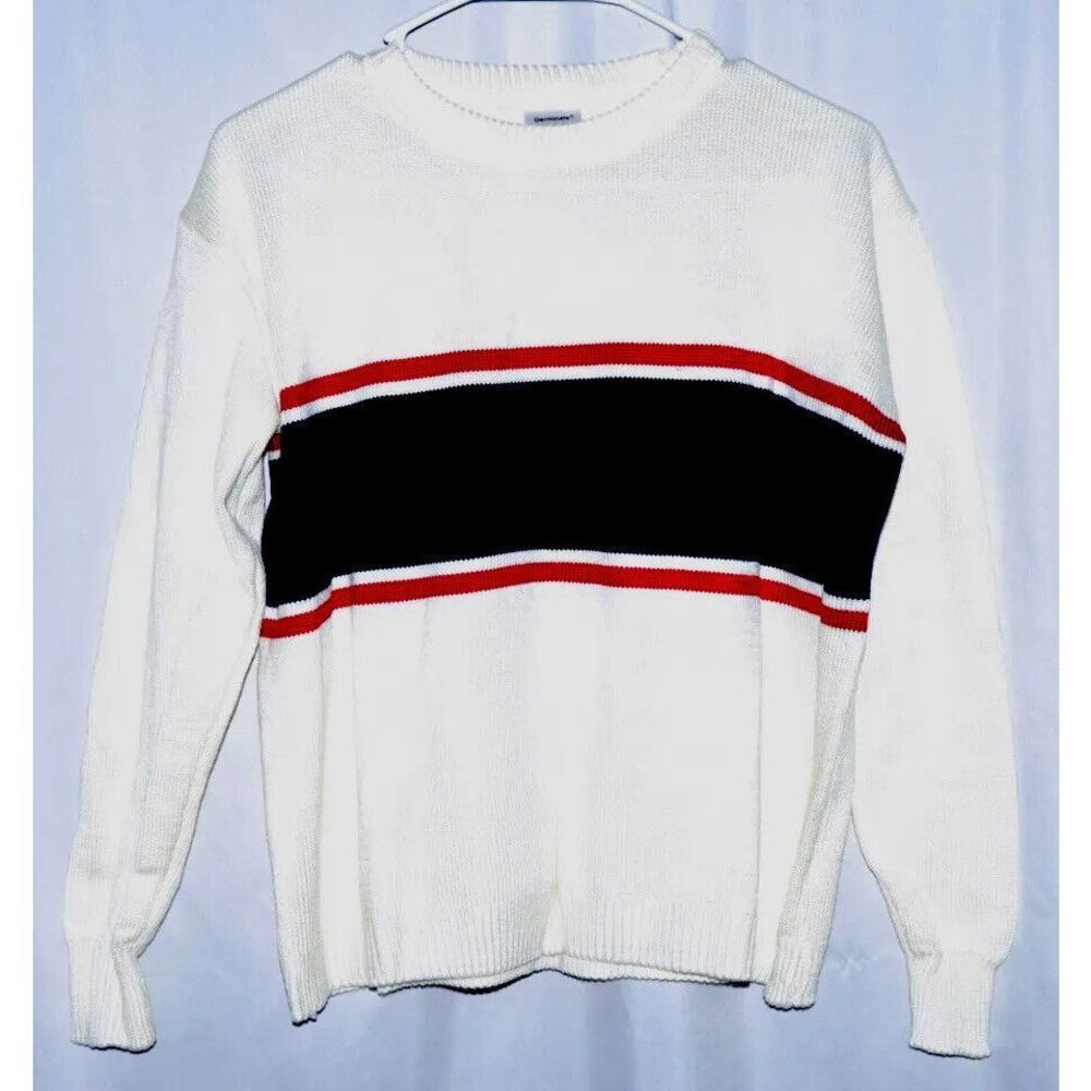 Germinate Sweater Womens 100% Cotton  Long Sleeve Crew Neck White Red Navy Blue